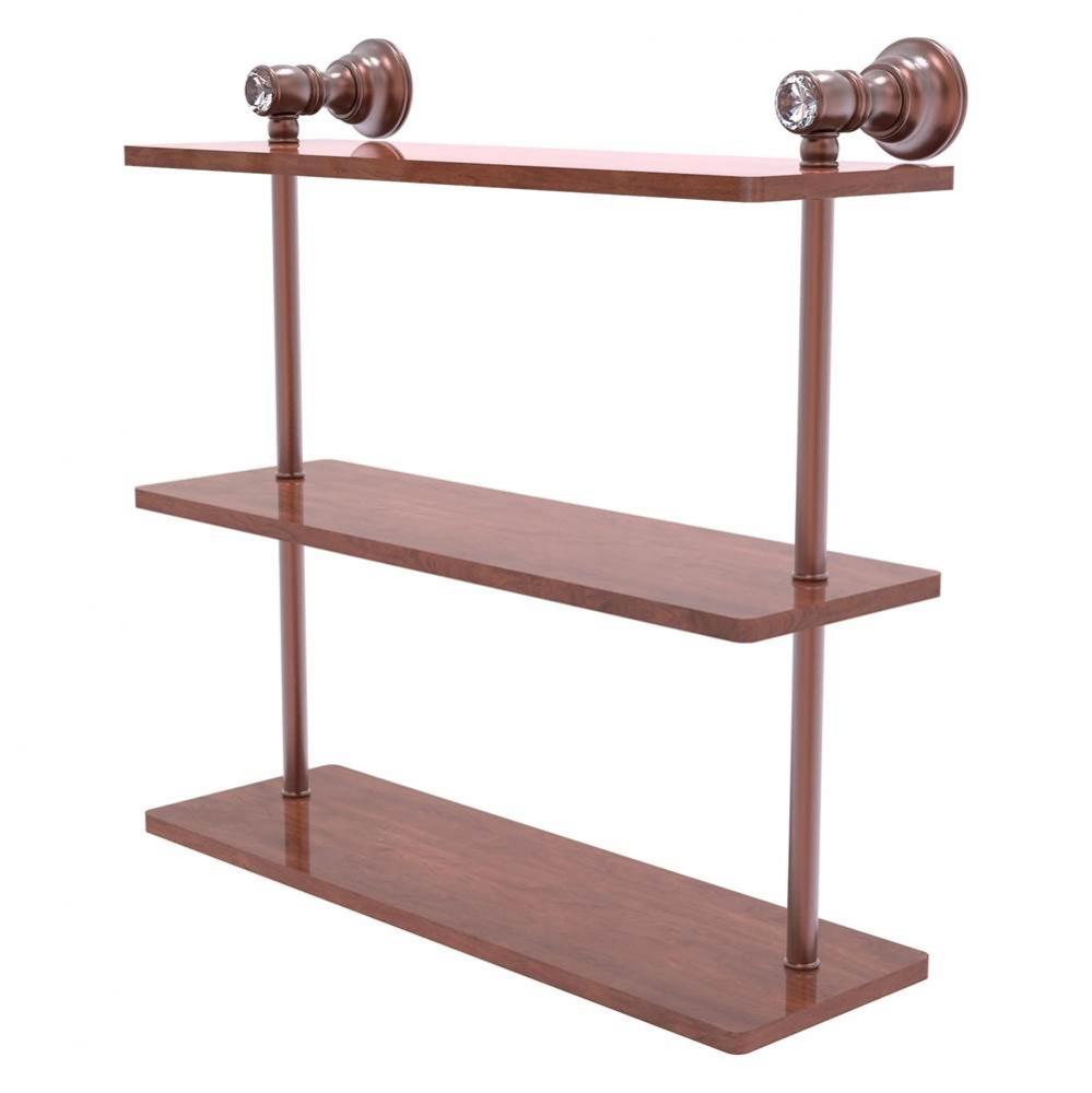 Carolina Crystal Collection 16 Inch Triple Wood Shelf - Antique Copper