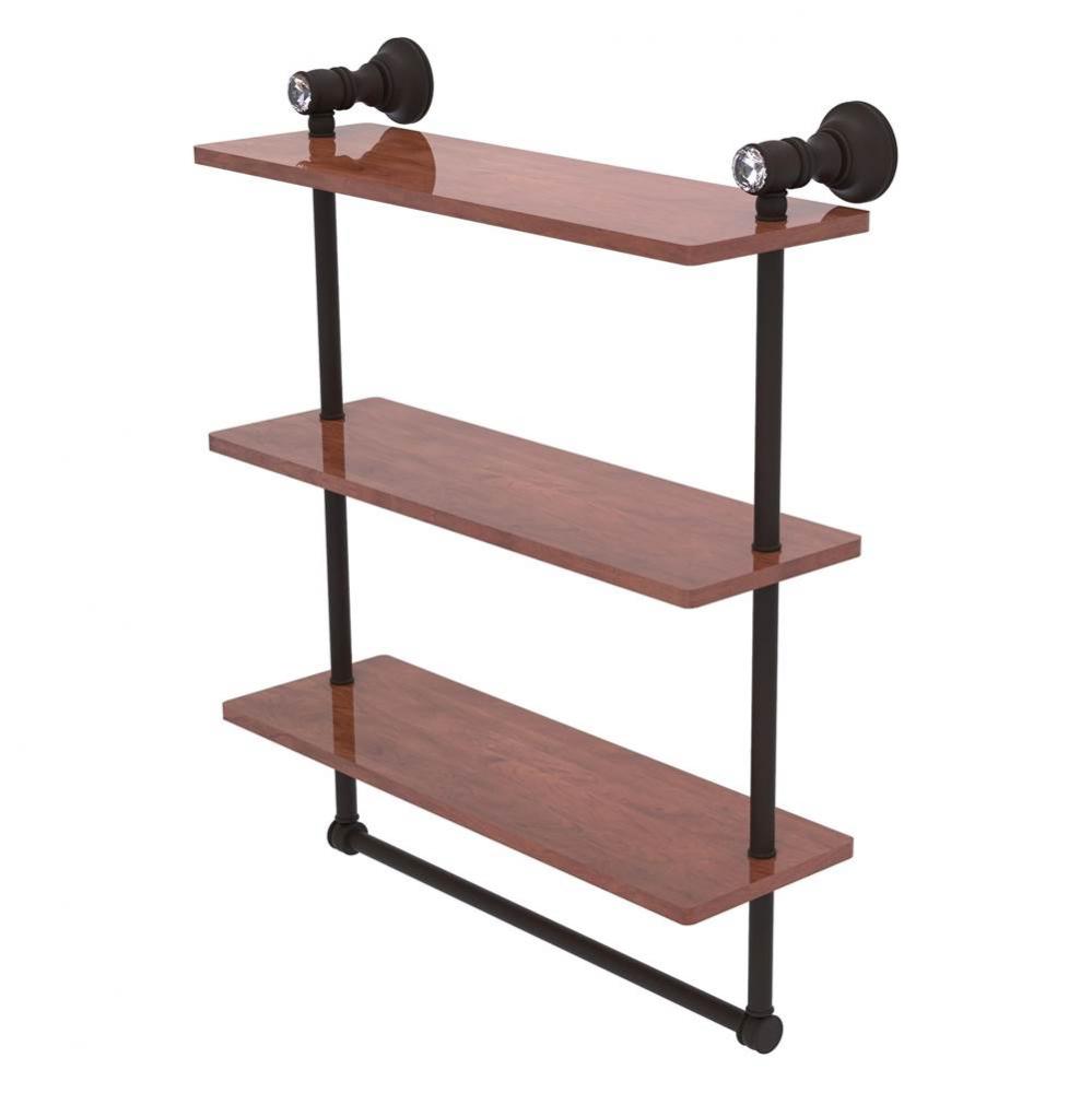 Carolina Crystal Collection 22 Inch Triple Wood Shelf with Towel Bar - Oil Rubbed Bronze