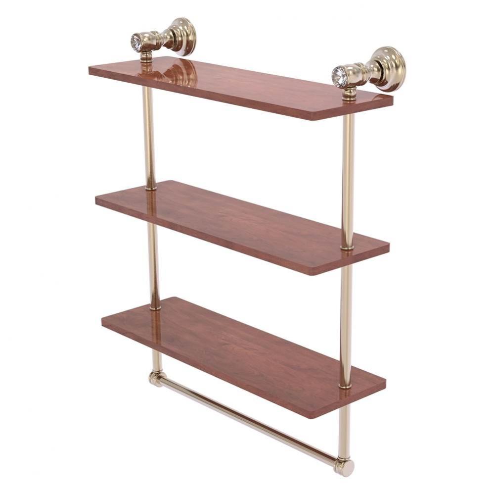 Carolina Crystal Collection 22 Inch Triple Wood Shelf with Towel Bar - Antique Pewter