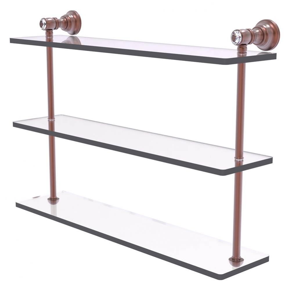 Carolina Crystal Collection 22 Inch Triple Glass Shelf - Antique Copper