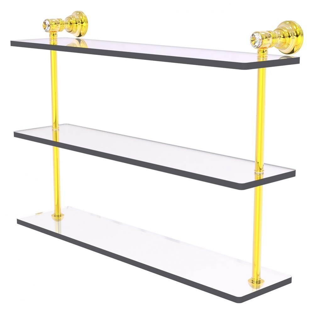 Carolina Crystal Collection 22 Inch Triple Glass Shelf - Polished Brass