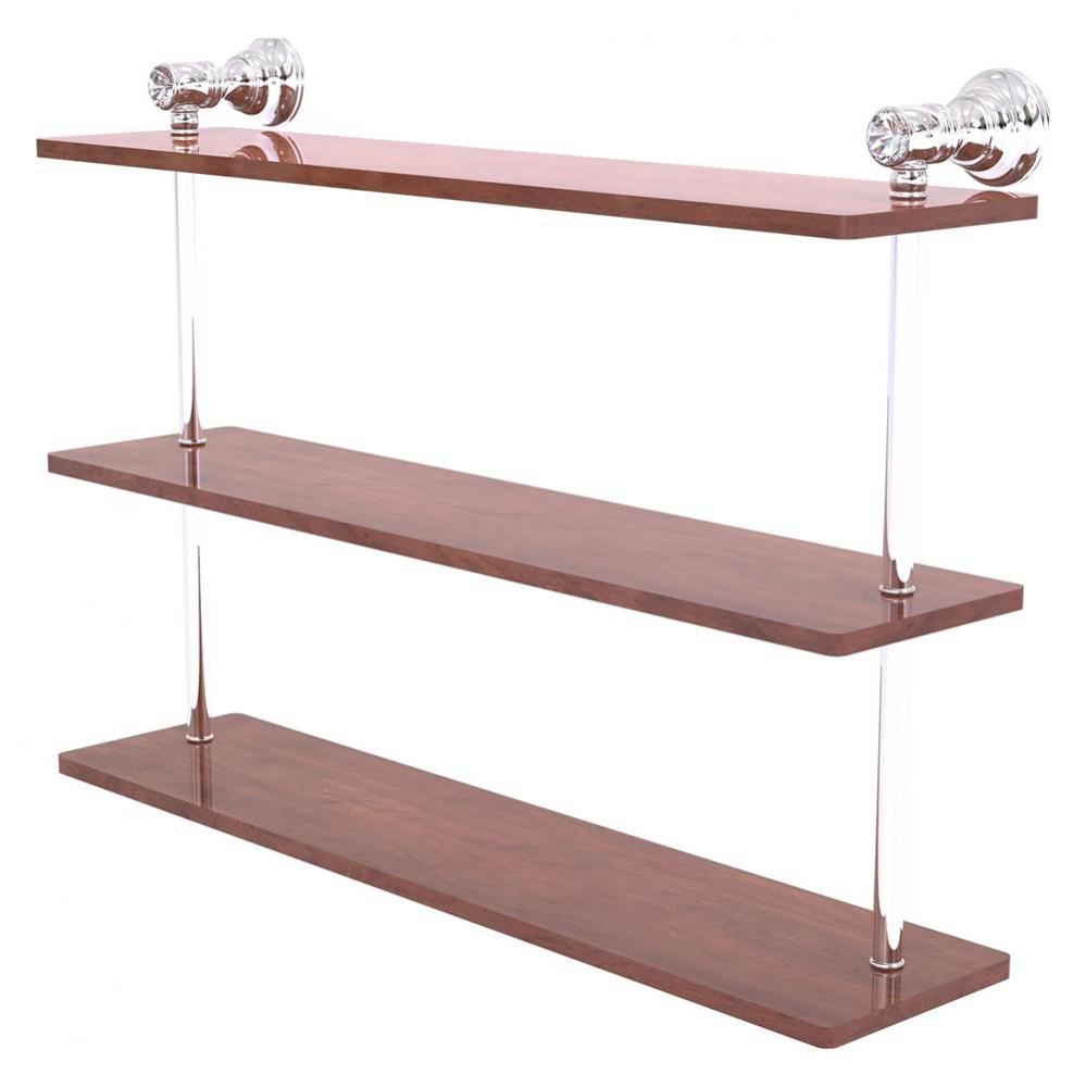 Carolina Crystal Collection 22 Inch Triple Wood Shelf - Polished Chrome