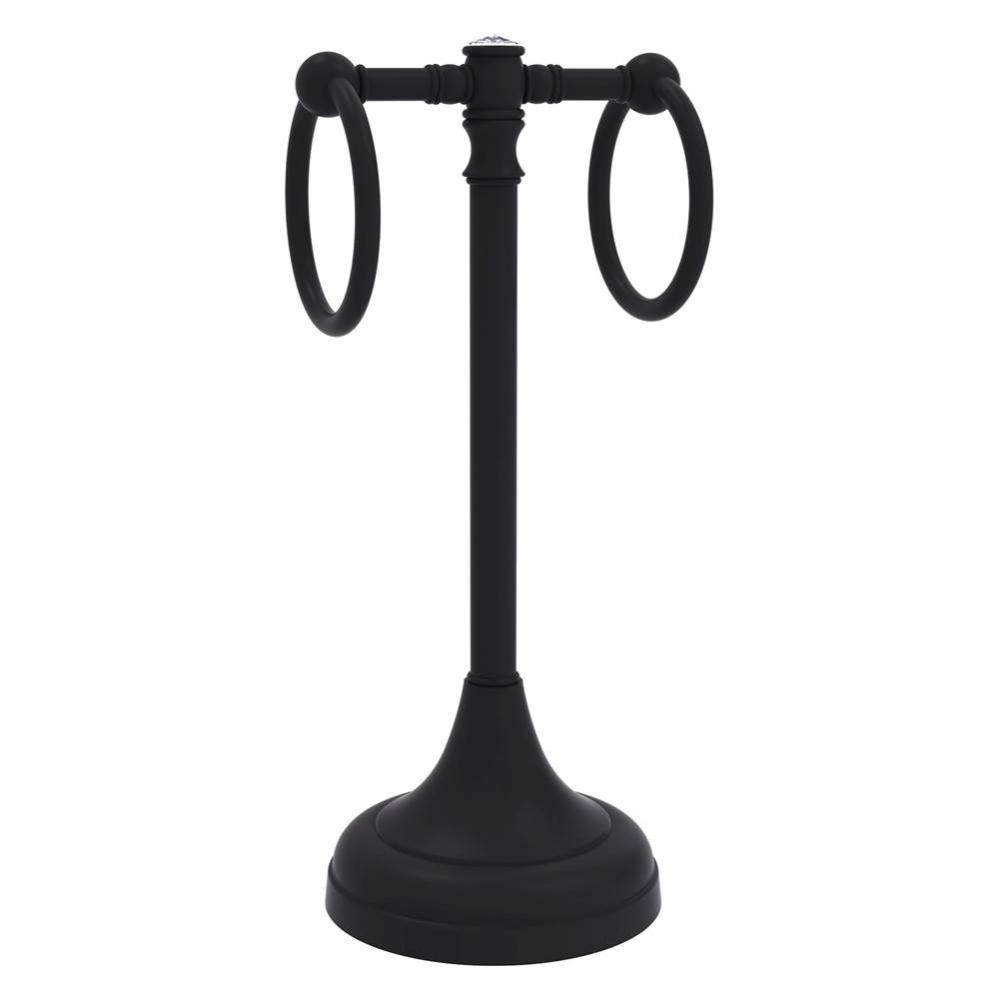 Carolina Crystal Collection 2 Ring Guest Towel Stand - Matte Black
