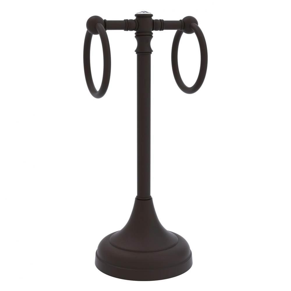 Carolina Crystal Collection 2 Ring Guest Towel Stand - Oil Rubbed Bronze