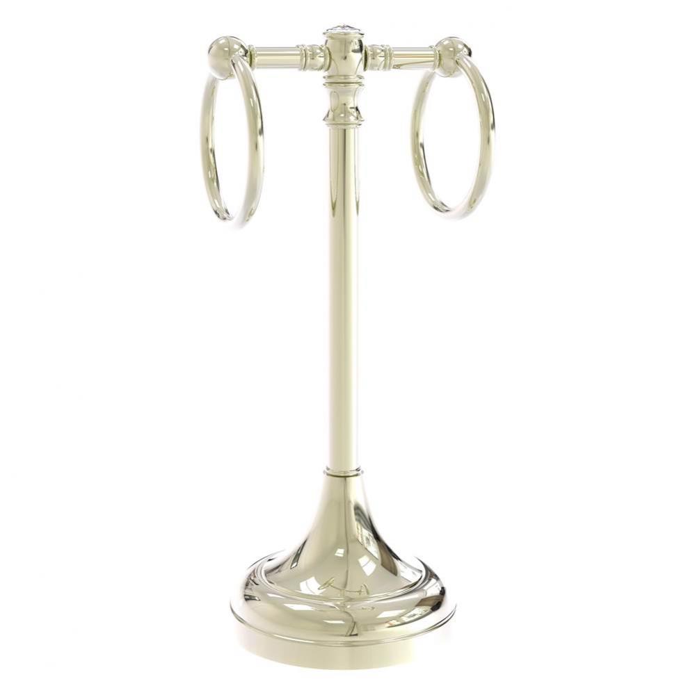 Carolina Crystal Collection 2 Ring Guest Towel Stand - Polished Nickel