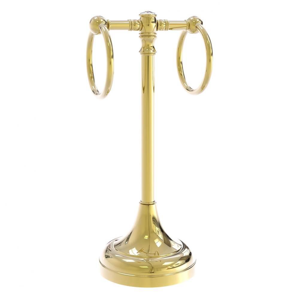 Carolina Crystal Collection 2 Ring Guest Towel Stand - Unlacquered Brass