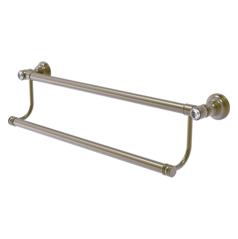 Carolina Crystal Collection 24 Inch Double Towel Bar - Antique Brass