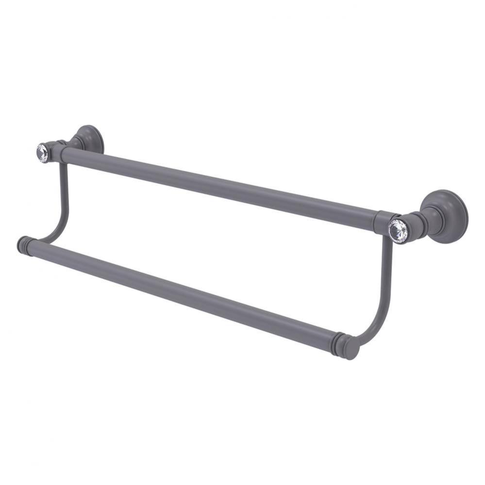 Carolina Crystal Collection 30 Inch Double Towel Bar - Matte Gray