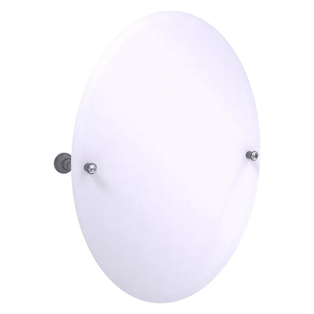 Carolina Crystal Collection Frameless Oval Tilt Mirror with Beveled Edge - Matte Gray