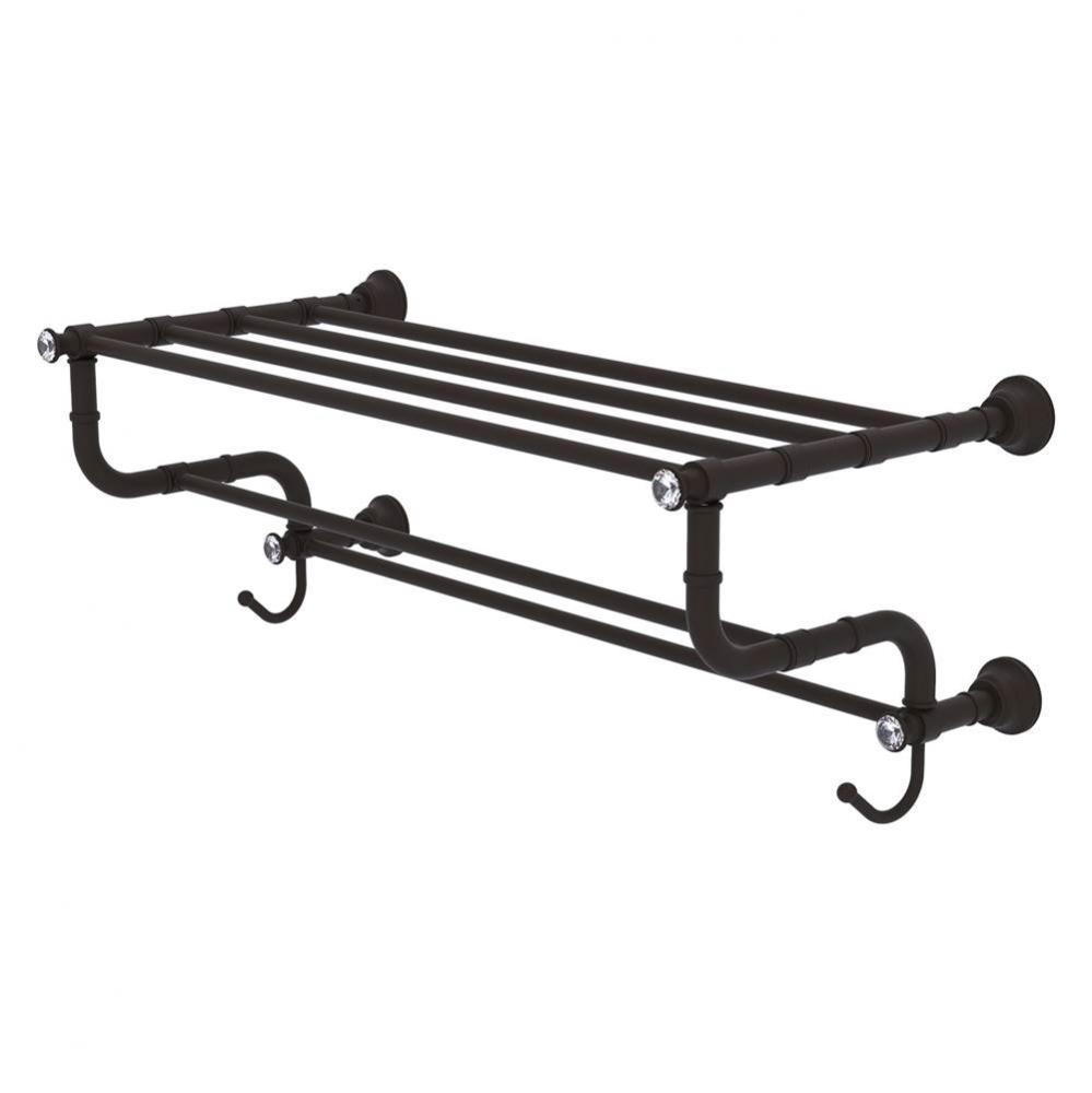 Carolina Crystal Collection 24 Inch Towel Shelf with Double Towel Bar - Oil Rubbed Bronze