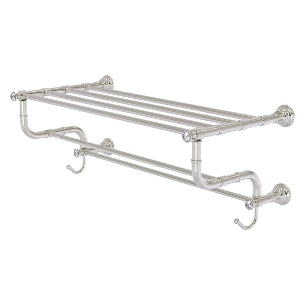 Carolina Crystal Collection 24 Inch Towel Shelf with Double Towel Bar - Satin Nickel