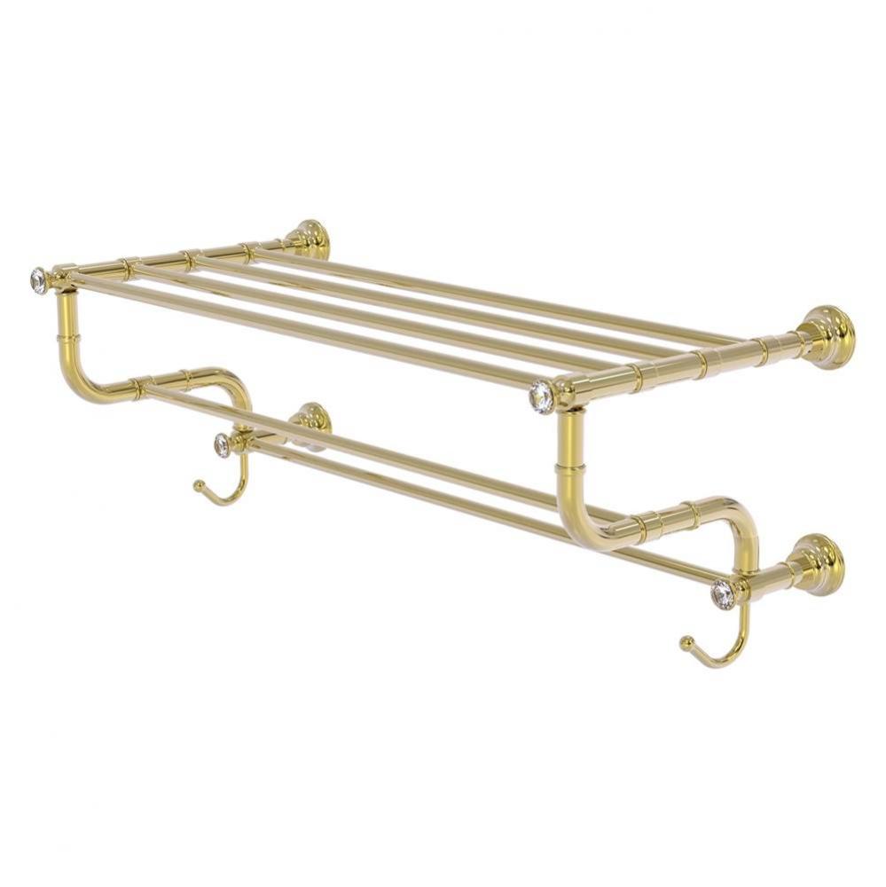 Carolina Crystal Collection 24 Inch Towel Shelf with Double Towel Bar - Unlacquered Brass