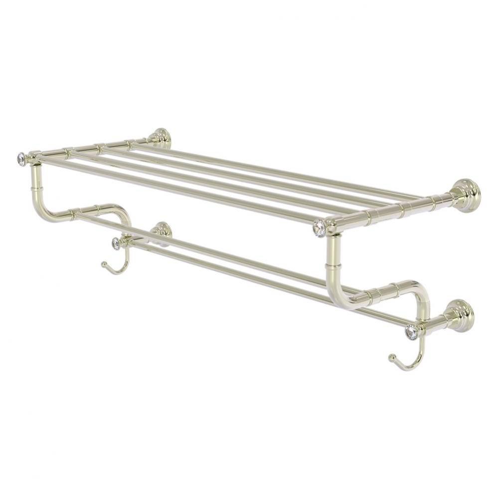 Carolina Crystal Collection 30 Inch Towel Shelf with Double Towel Bar - Polished Nickel