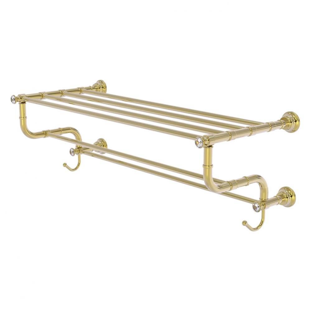 Carolina Crystal Collection 30 Inch Towel Shelf with Double Towel Bar - Unlacquered Brass