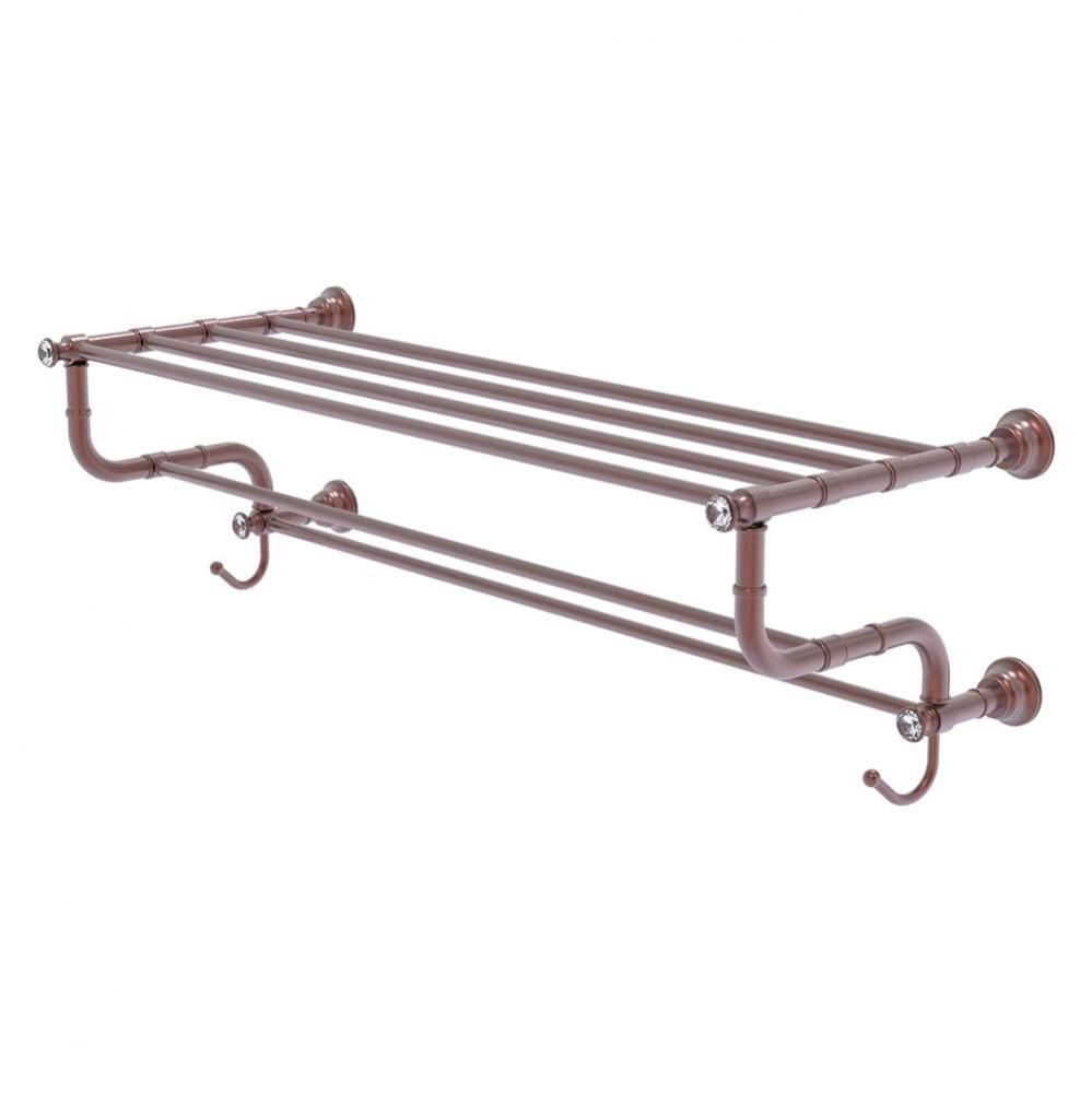 Carolina Crystal Collection 36 Inch Towel Shelf with Double Towel Bar - Antique Copper