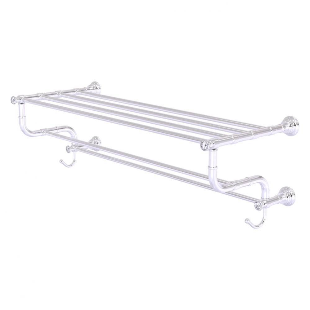 Carolina Crystal Collection 36 Inch Towel Shelf with Double Towel Bar - Satin Chrome