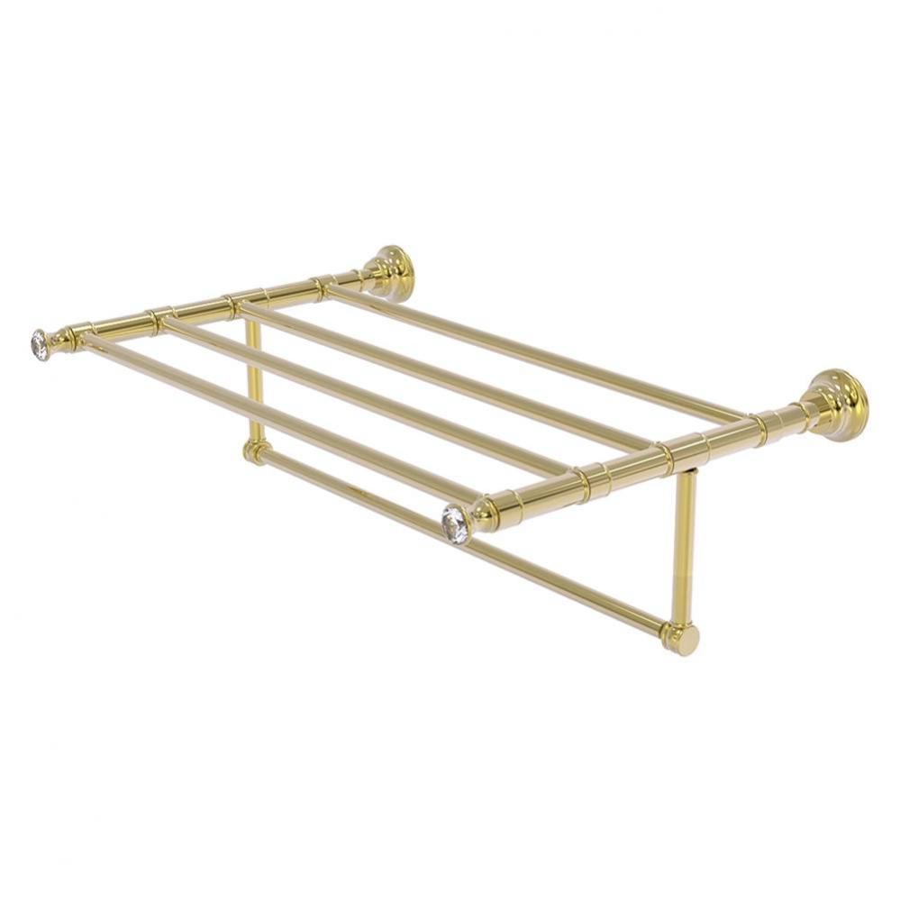 Carolina Crystal Collection 24 Inch Towel Shelf with Integrated Towel Bar - Unlacquered Brass