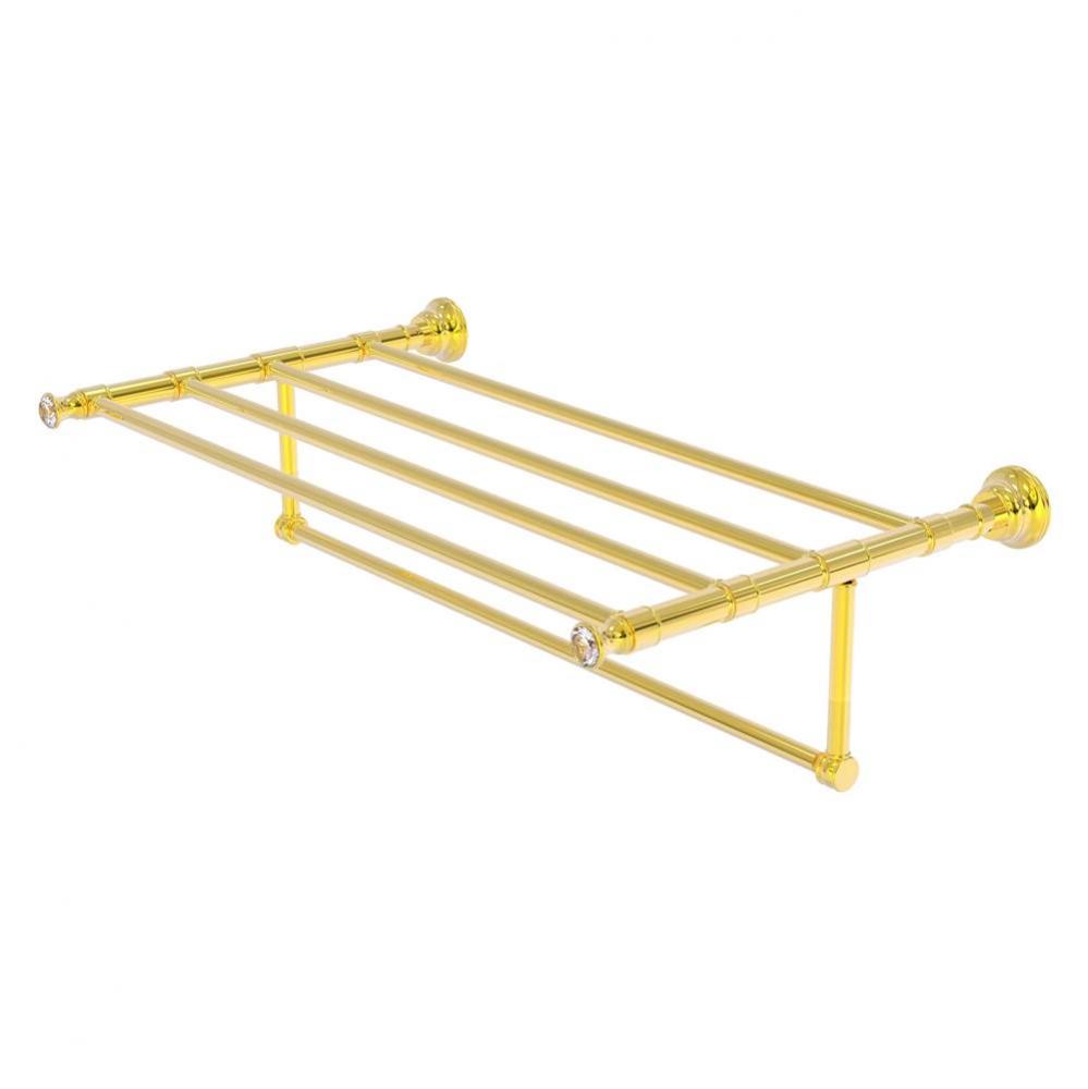 Carolina Crystal Collection 30 Inch Towel Shelf with Integrated Towel Bar - Polished Brass