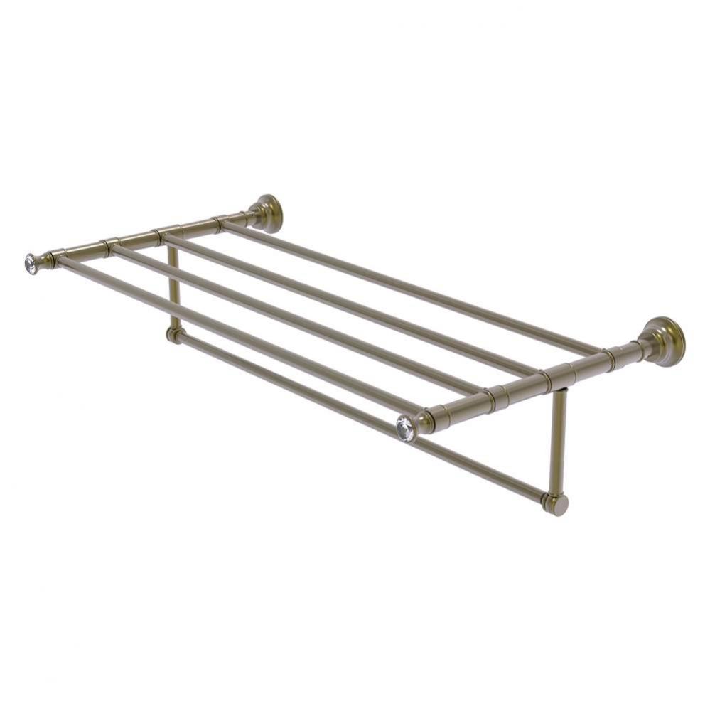 Carolina Crystal Collection 36 Inch Towel Shelf with Integrated Towel Bar - Antique Brass