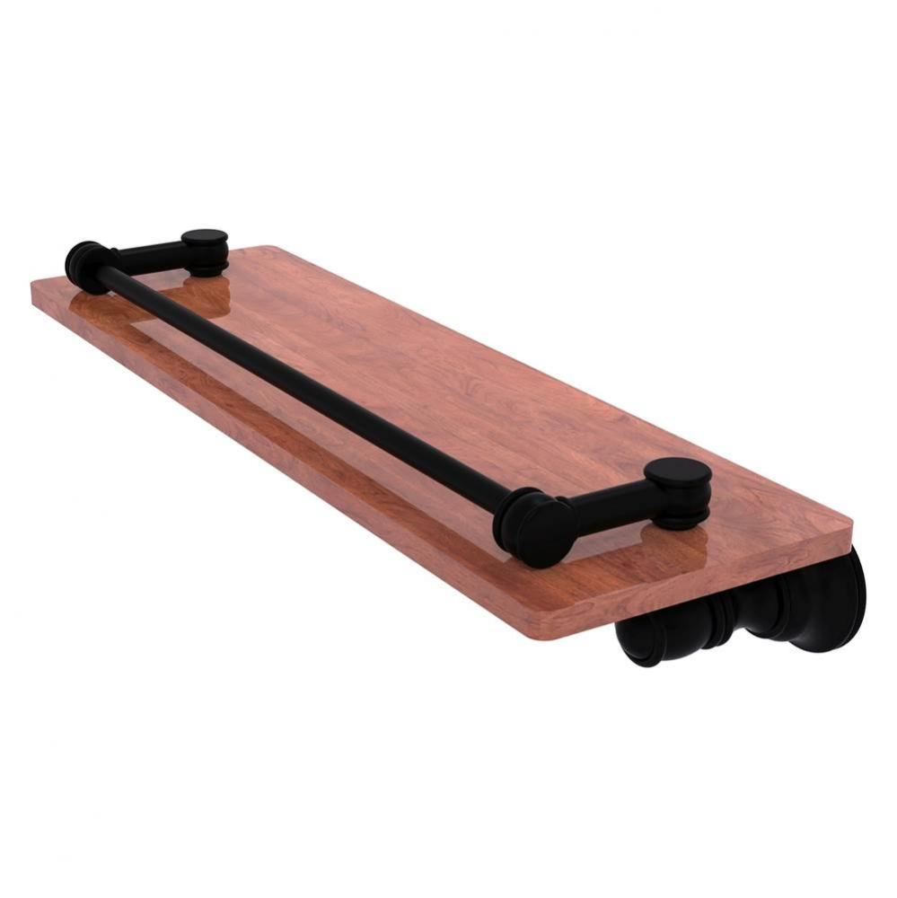 Carolina Collection 16 Inch Wood Shelf with Gallery Rail - Matte Black