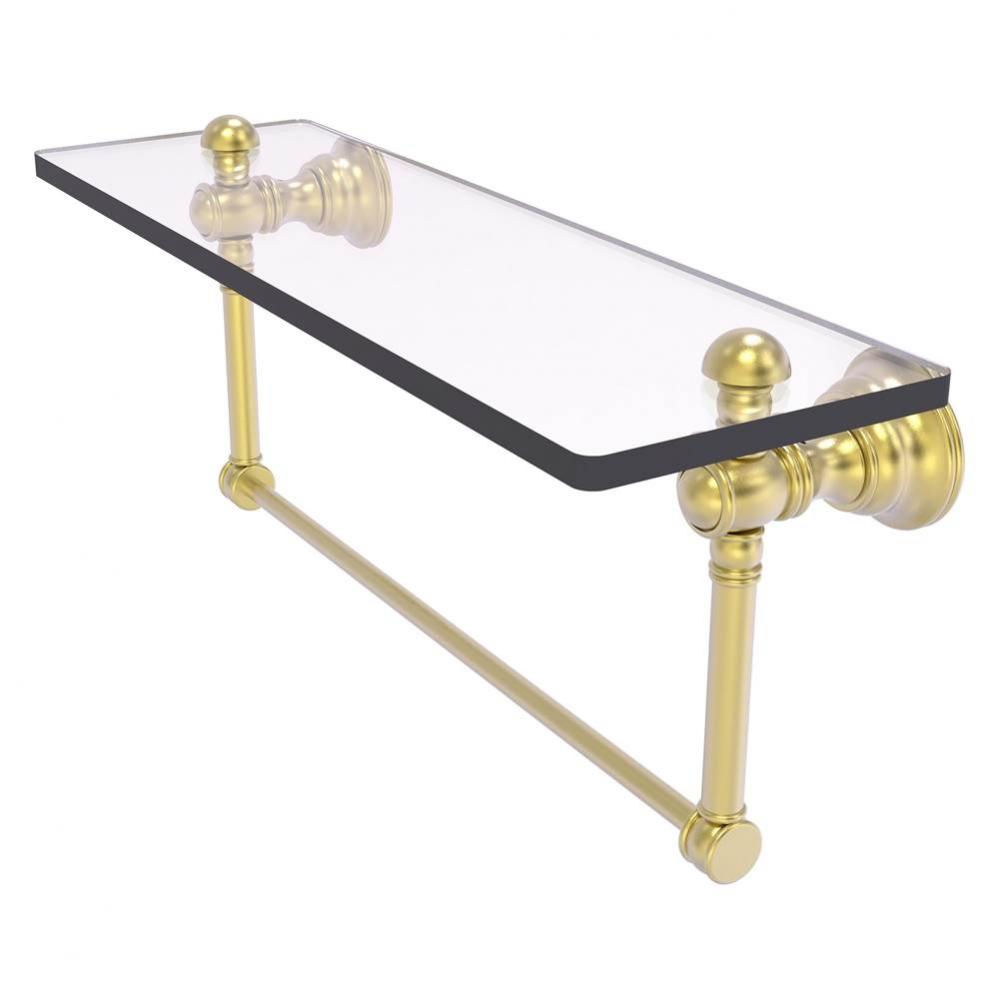 Carolina Collection 16 Inch Glass Shelf with Integrated Towel Bar - Satin Brass