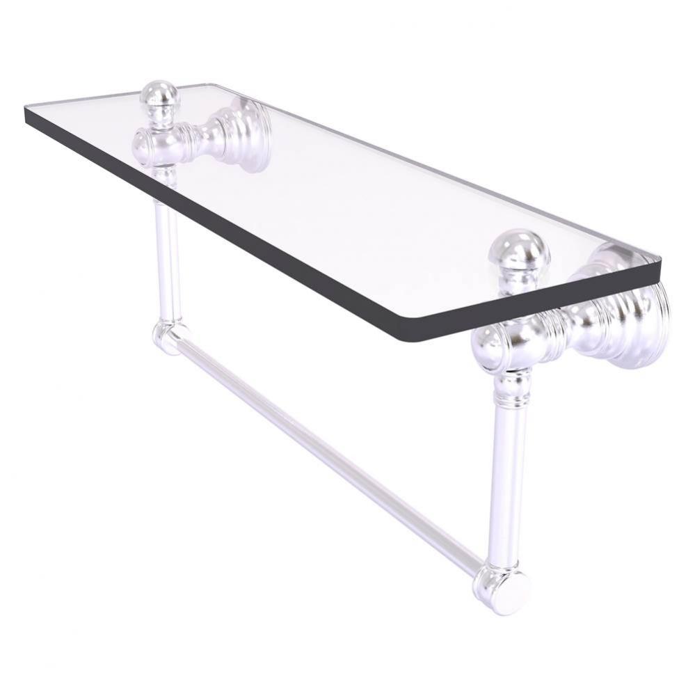 Carolina Collection 16 Inch Glass Shelf with Integrated Towel Bar - Satin Chrome