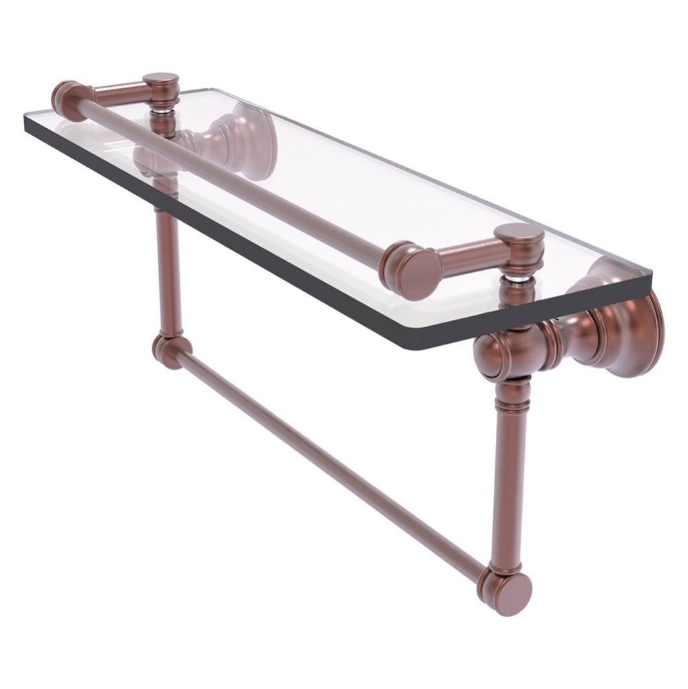 Carolina Collection 16 Inch Gallery Glass Shelf with Towel Bar - Antique Copper