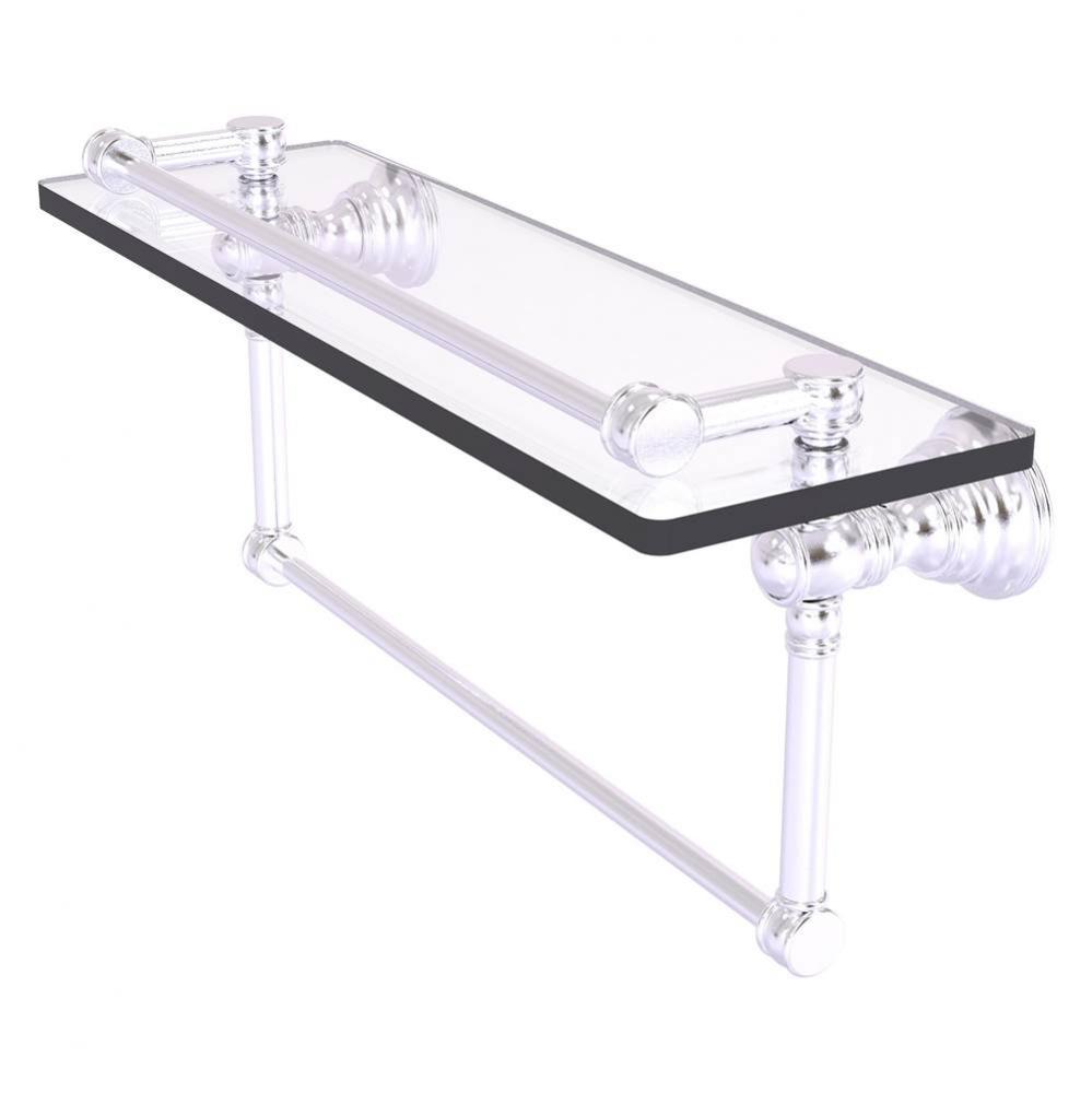 Carolina Collection 16 Inch Gallery Glass Shelf with Towel Bar - Satin Chrome