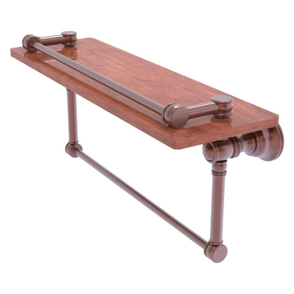Carolina Collection 16 Inch Gallery Wood Shelf with Towel Bar - Antique Copper