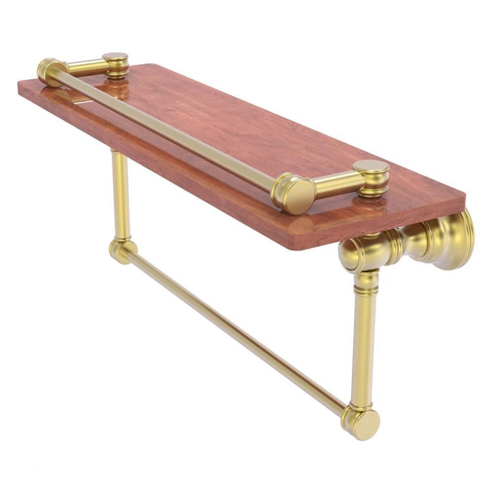 Carolina Collection 16 Inch Gallery Wood Shelf with Towel Bar - Satin Brass