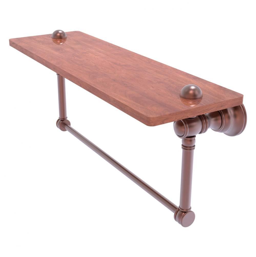 Carolina Collection 16 Inch Wood shelf with Integrated Towel Bar - Antique Copper