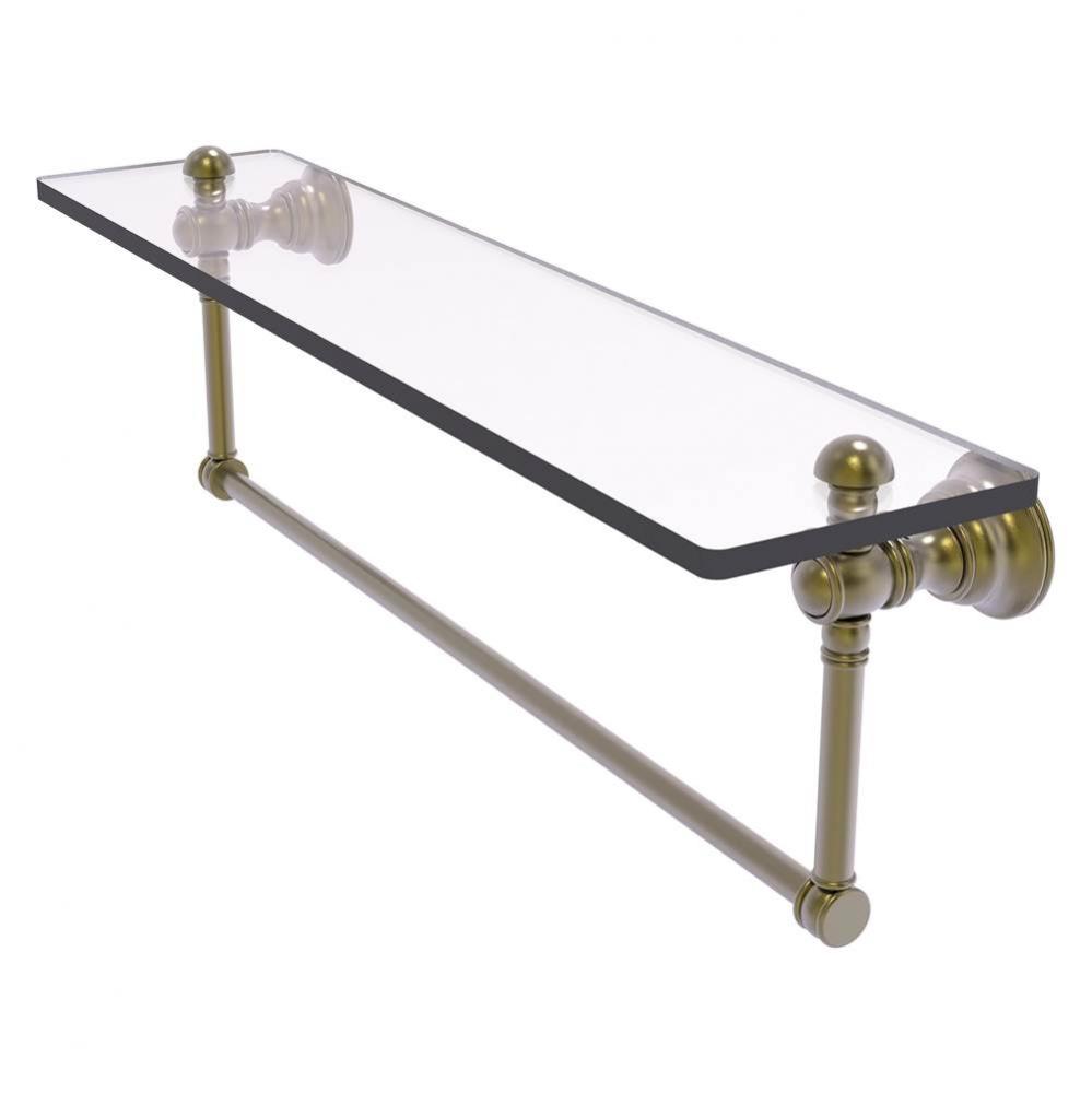 Carolina Collection 22 Inch Glass Shelf with Integrated Towel Bar - Antique Brass