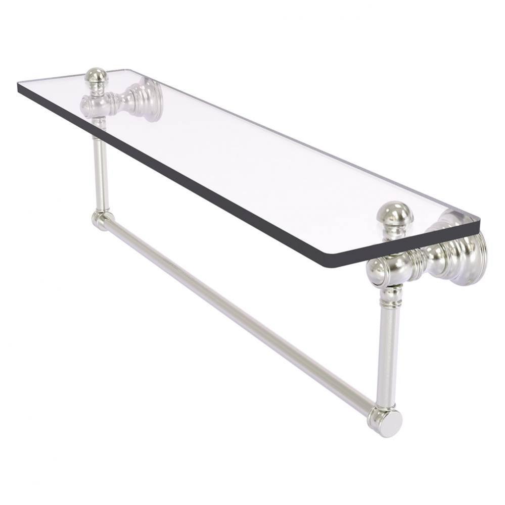 Carolina Collection 22 Inch Glass Shelf with Integrated Towel Bar - Satin Nickel