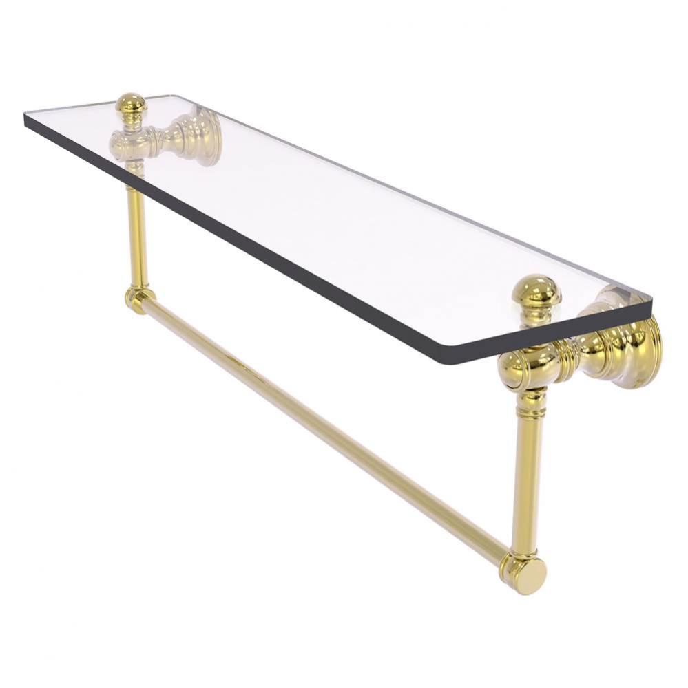 Carolina Collection 22 Inch Glass Shelf with Integrated Towel Bar - Unlacquered Brass