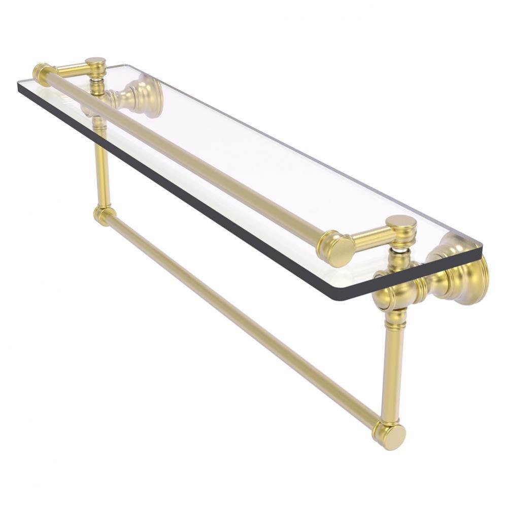 Carolina Collection 22 Inch Gallery Glass Shelf with Integrated Towel Bar - Satin Brass