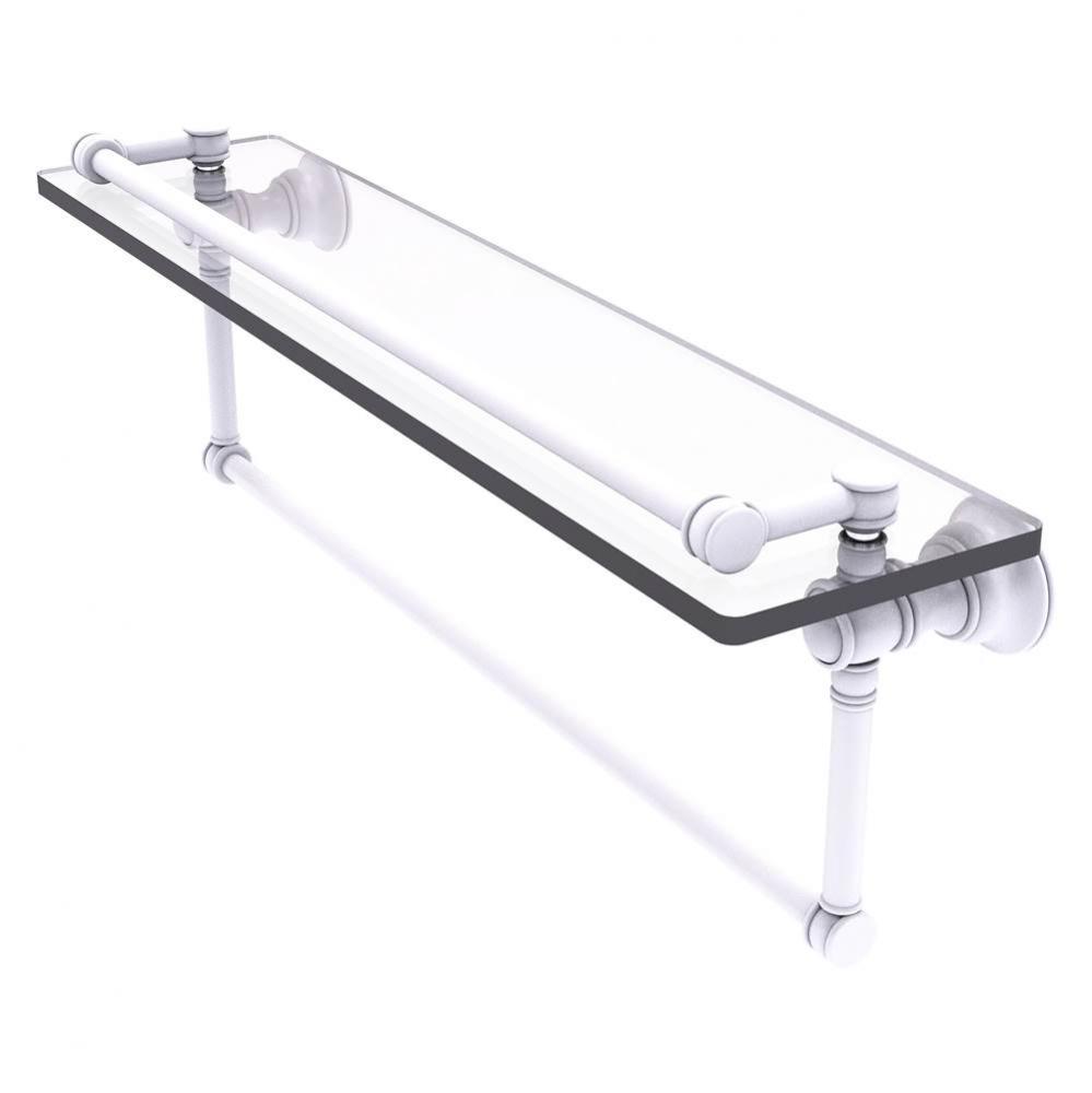 Carolina Collection 22 Inch Gallery Glass Shelf with Integrated Towel Bar - Matte White