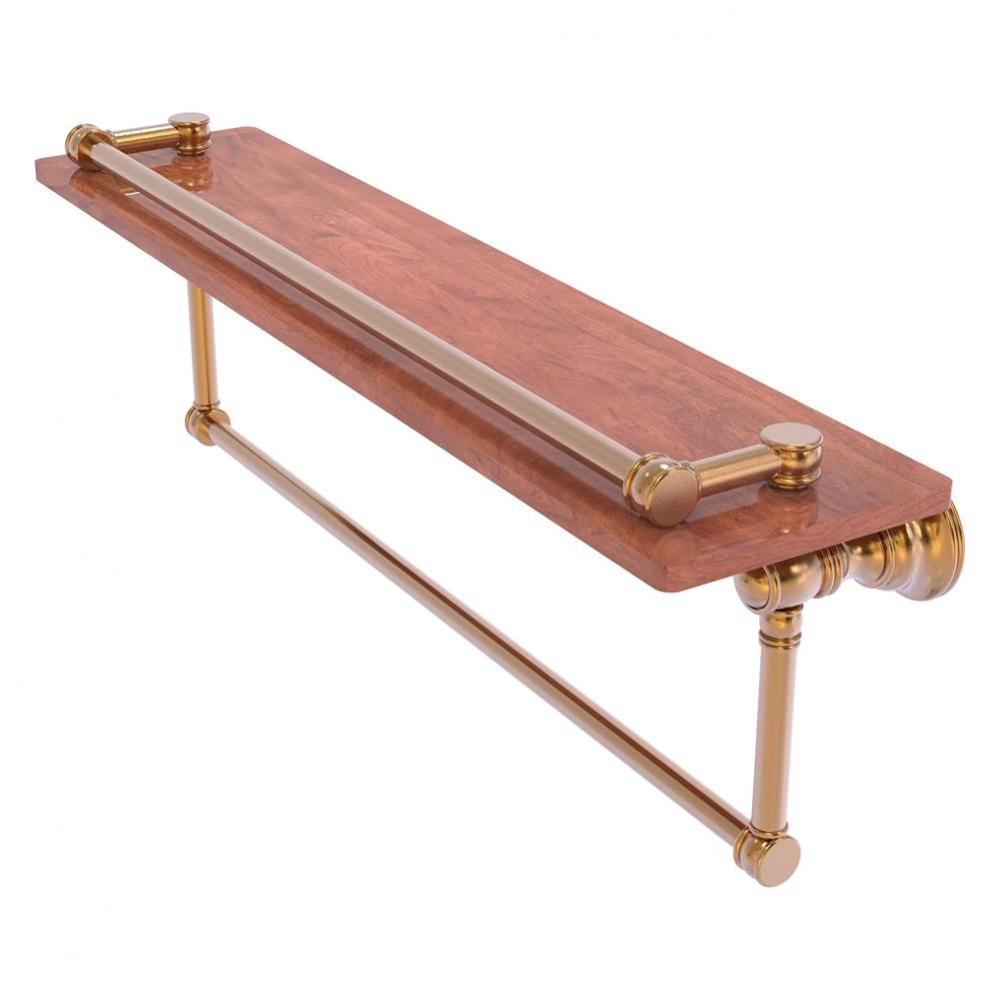 Carolina Collection 22 Inch Wood Gallery Shelf with Towel Bar - Brushed Bronze