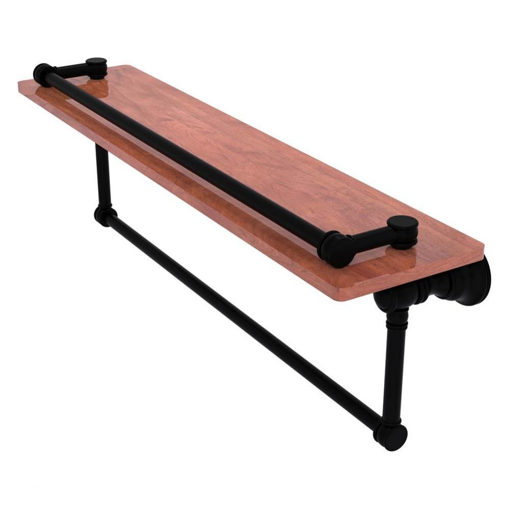 Carolina Collection 22 Inch Wood Gallery Shelf with Towel Bar - Matte Black