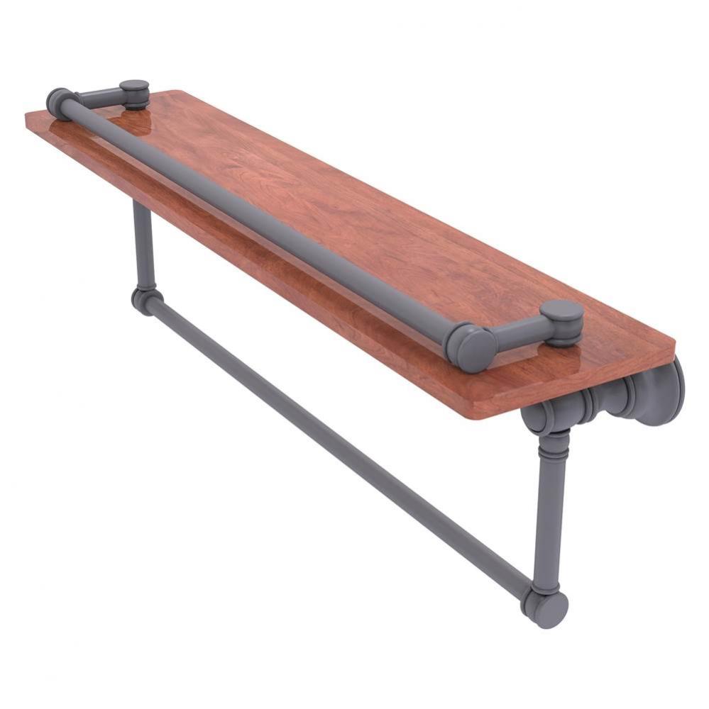 Carolina Collection 22 Inch Wood Gallery Shelf with Towel Bar - Matte Gray