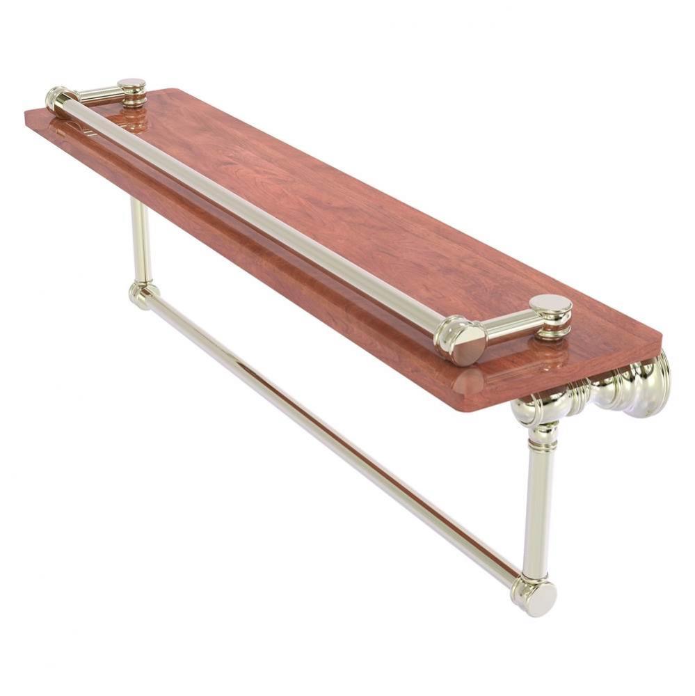 Carolina Collection 22 Inch Wood Gallery Shelf with Towel Bar - Polished Nickel