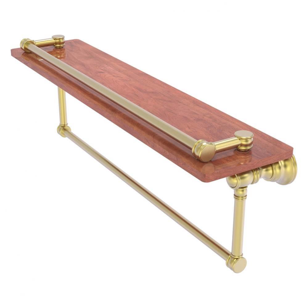 Carolina Collection 22 Inch Wood Gallery Shelf with Towel Bar - Satin Brass