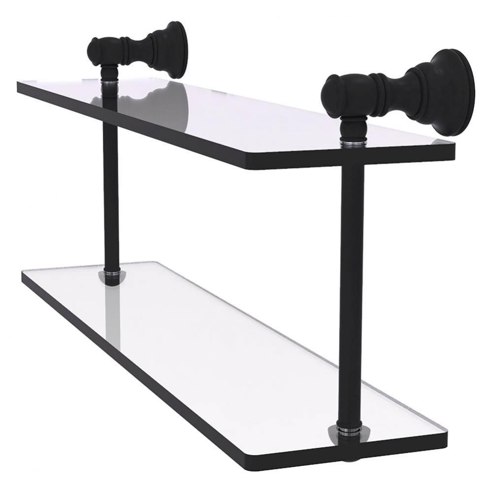 Carolina Collection 16 Inch Two Tiered Glass Shelf - Matte Black