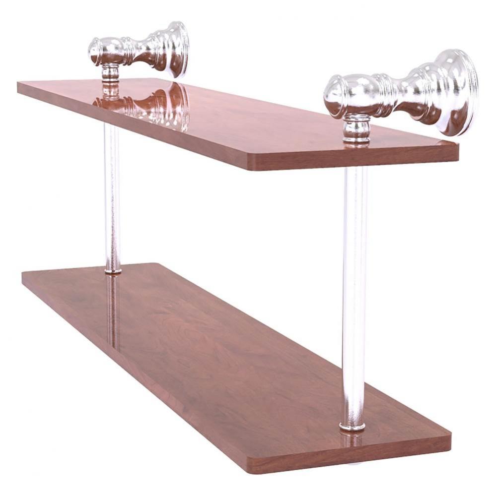 Carolina Collection 16 Inch Two Tiered Wood Shelf - Satin Chrome