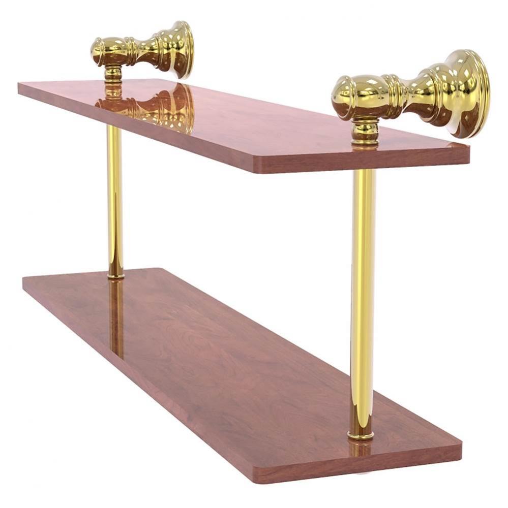 Carolina Collection 16 Inch Two Tiered Wood Shelf - Unlacquered Brass