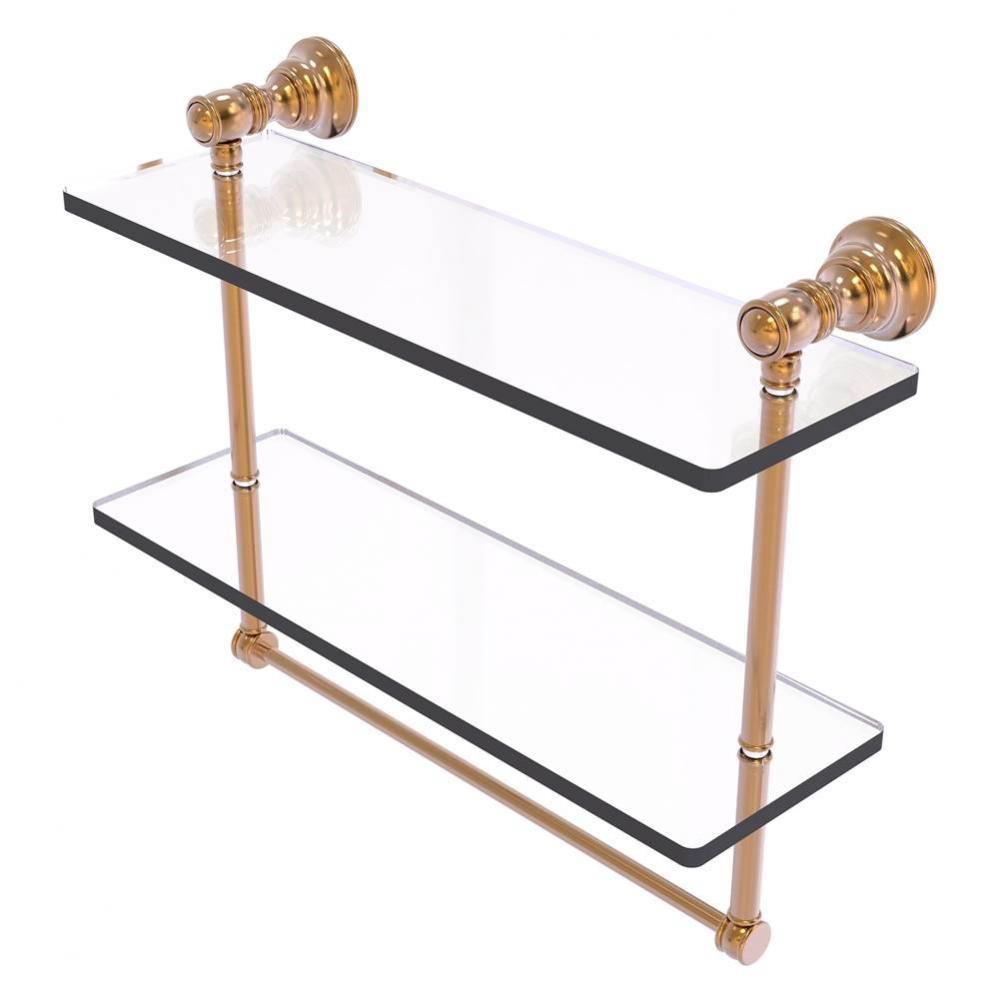 Carolina Collection 16 Inch Double Glass Shelf with Towel Bar - Brushed Bronze