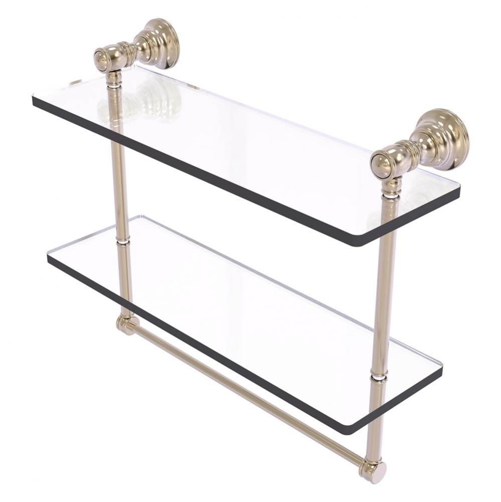 Carolina Collection 16 Inch Double Glass Shelf with Towel Bar - Antique Pewter