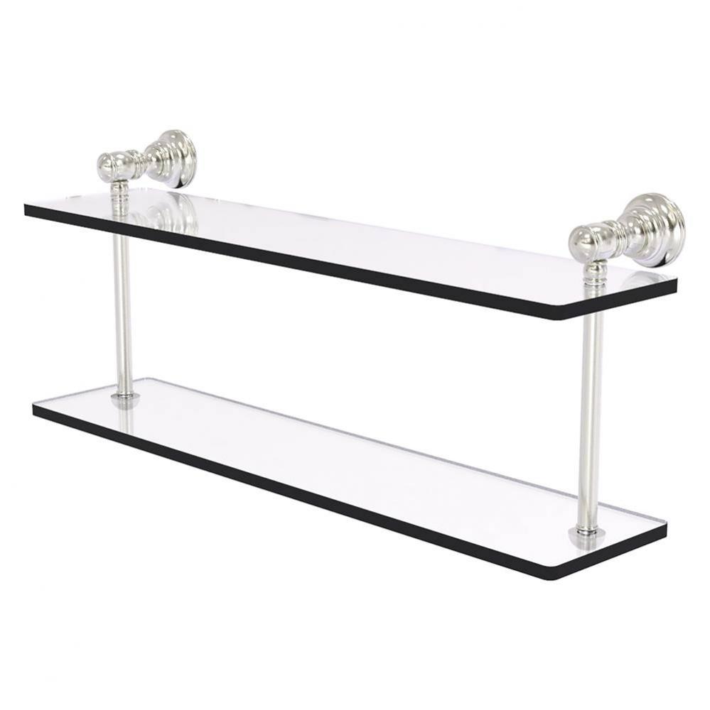 Carolina Collection 22 Inch Two Tiered Glass Shelf - Satin Nickel