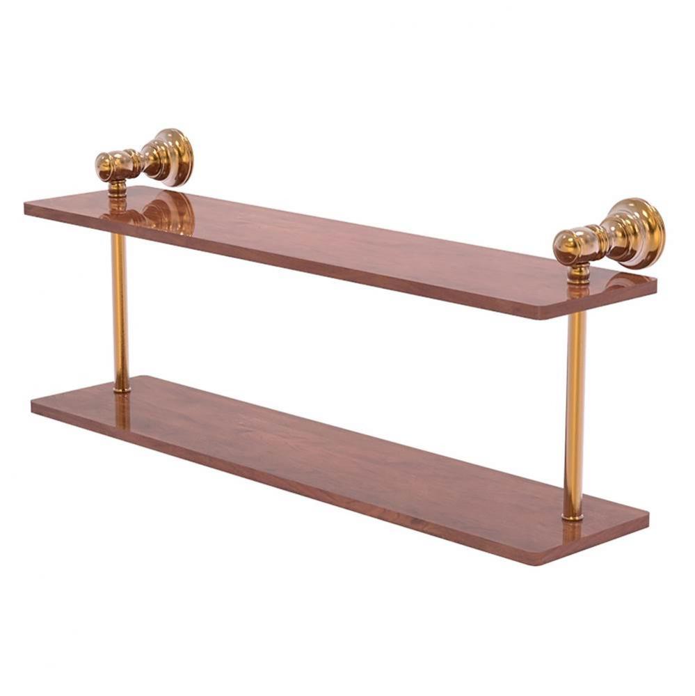 Carolina Collection 22 Inch Two Tiered Wood Shelf - Brushed Bronze