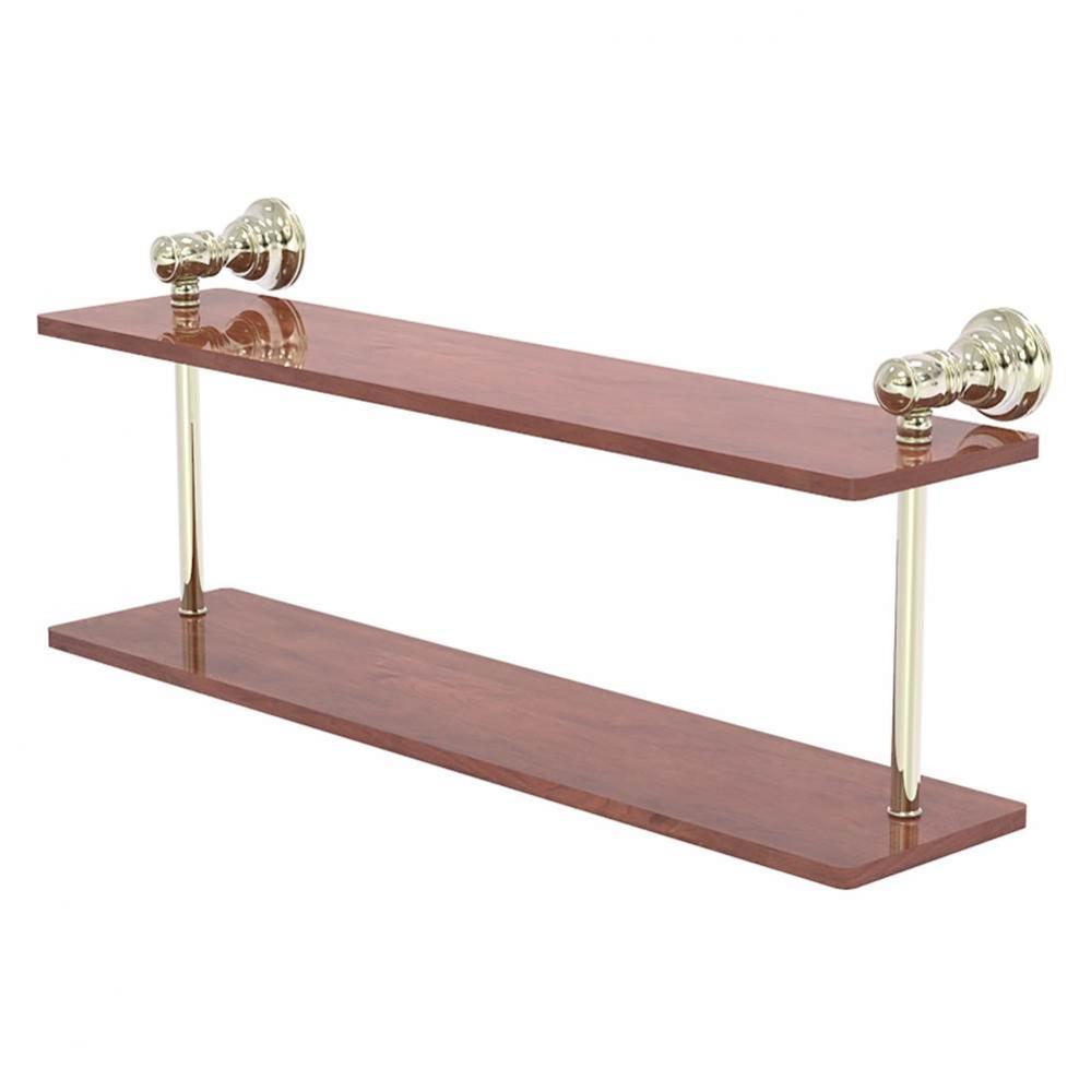 Carolina Collection 22 Inch Two Tiered Wood Shelf - Polished Nickel