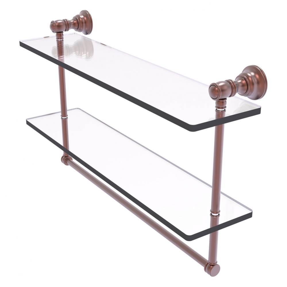Carolina Collection 22 Inch Double Glass Shelf with Towel Bar - Antique Copper
